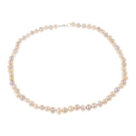 Freshwater Pearl Halsband, mässing Karbinlås, naturlig, 8-9mm, Såld Per Ca 18 inch Strand