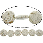 Turkoosi Helmet, Värjätty Turkoosi, Litteä pyöreä, beige, 20x20x6mm, Reikä:N. 2mm, Pituus N. 16 tuuma, 10säikeet/erä, N. 21PC/Strand, Myymät erä