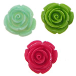 Resin, Flower, flad bagside, blandede farver, 20x20x11mm, 500pc'er/Bag, Solgt af Bag