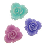 Resin, Flower, flad bagside, blandede farver, 12x12x5mm, 500pc'er/Bag, Solgt af Bag