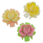 Polymer ler Cabochon, Polymer Clay, Flower, flad bagside, blandede farver, 16x17x7mm, 500pc'er/Bag, Solgt af Bag