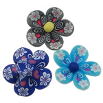 Polimero-Clay-Beads, argilla polimero, Fiore, con motivo floreale, colori misti, 25x24x12mm, Foro:Appross. 2.5mm, 500PC/borsa, Venduto da borsa