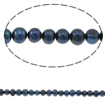 Kartoffel ferskvandskulturperle Beads, Ferskvandsperle, blå sort, 6-7mm, Hole:Ca. 0.8mm, Solgt Per Ca. 15 inch Strand