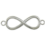 Infinity Sinkkiseos Connector, Äärettömyys, platina väri päällystetty, 1/1 silmukka, nikkeli, lyijy ja kadmium vapaa, 45x14x3mm, Reikä:N. 2mm, 200PC/erä, Myymät erä