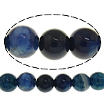 Perles agate veines de dragon naturelles, Rond, couleur bleu foncé, 6mm, Trou:Environ 1mm, Longueur Environ 15 pouce, 20Strandstoron/lot, Environ 65PC/brin, Vendu par lot