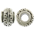 Cink legura nakit perle, Cink Alloy, Drum, starinski srebrne boje pozlaćen, velika rupa, nikal, olovo i kadmij besplatno, 7x9mm, Rupa:Približno 4mm, 500računala/Lot, Prodano By Lot