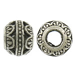 Cink ötvözet Hollow Gyöngyök, Drum, antik ezüst színű bevonattal, nagy lyuk & üreges, nikkel, ólom és kadmium mentes, 8x9mm, Lyuk:Kb 4mm, 200PC-k/Lot, Által értékesített Lot