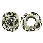 Lo zinco in lega Hollow perline, lega in zinco, Tamburo, placcato argento antico, senza filo & cavo, assenza di nichel,piombo&cadmio, 9x11mm, Foro:Appross. 5mm, 200PC/lotto, Venduto da lotto