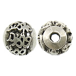 Grânulos oco de liga de zinco, Roda, banho de cor prata antiga, vazio, níquel, chumbo e cádmio livre, 8mm, Buraco:Aprox 3mm, 200PCs/Lot, vendido por Lot