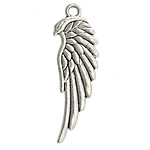 Wing Shaped Zinc Alloy Privjesci, Cink Alloy, starinski srebrne boje pozlaćen, nikal, olovo i kadmij besplatno, 12x33x2mm, Rupa:Približno 2mm, 300računala/Lot, Prodano By Lot