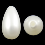 Contas de conchas do Mar do Sul, concha do mar do sul, Lágrima, semi-perfurados, branco, Grade A, 9x14mm, Buraco:Aprox 1mm, 20PCs/Bag, vendido por Bag