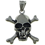 Roestvrij staal Skull Hangers, 316 Roestvrij staal, Schedel, Halloween Jewelry Gift & zwart maken, 30x32x9mm, Gat:Ca 5x7mm, 10pC's/Lot, Verkocht door Lot