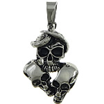 Acciaio inossidabile Skull Ciondoli, 316 acciaio inox, Teschio, Gioielli Halloween & Annerire, 28x43x11mm, Foro:Appross. 6x11mm, 10PC/lotto, Venduto da lotto