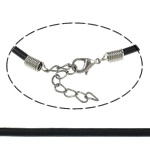 Moda collana cavo, gomma, lega di zinco laccetto, with 5cm extender chain, nero, 1.5mm, Lunghezza 17.5 pollice, 100Strandstrefolo/borsa, Venduto da borsa