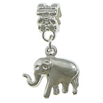 European stile Zinc Alloy pendenti, lega in zinco, Elefante, placcato color platino, senza filo, assenza di nichel,piombo&cadmio, 15x15x5mm, 26mm, Foro:Appross. 4.5mm, 200PC/lotto, Venduto da lotto