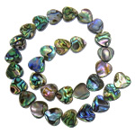 Abalone Shell Perler, Heart, nikkel, bly & cadmium fri, 12x12x4mm, Hole:Ca. 1mm, Længde 15.5 inch, 5Strands/Lot, Solgt af Lot