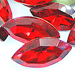 Cabochons en cristal, oeil de cheval, Placage de couleur argentée, dos de Rivoli & facettes, rouge, 9x18mm, 216PC/sac, Vendu par sac