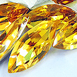 Cabochons en cristal, oeil de cheval, Placage de couleur argentée, dos de Rivoli & facettes, jaune d'or, 9x18mm, 216PC/sac, Vendu par sac