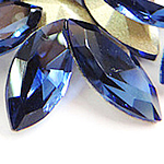 Kristalni kabošani, Kristal, Konj očiju, srebrne boje pozlaćen, Rivoli natrag & faceted, Tamno Sapphire, 9x18mm, 216računala/Torba, Prodano By Torba