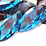 Kristalni kabošani, Kristal, Konj očiju, srebrne boje pozlaćen, Rivoli natrag & faceted, Indicolite, 13x27mm, 96računala/Torba, Prodano By Torba