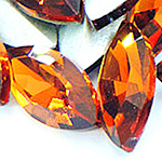 Kristalni kabošani, Kristal, Konj očiju, srebrne boje pozlaćen, Rivoli natrag & faceted, Fire Opal, 9x18mm, 216računala/Torba, Prodano By Torba