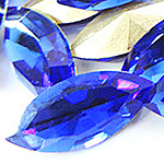 Crystal Cabochons Horse Eye silver color plated rivoli back & faceted Dark Sapphire Sold By Bag