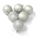 Műanyag Christmas Balls, Kerek, galvanizált, színes por, ezüst, 60mm, 20táskák/Lot, Által értékesített Lot