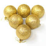 Műanyag Christmas Balls, Kerek, galvanizált, színes por, arany, 60mm, 20táskák/Lot, Által értékesített Lot