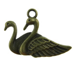 Pendentifs animaux en alliage de zinc, cygne, Plaqué de couleur de bronze antique, protéger l'environnement, sans nickel, plomb et cadmium, 20x28mm, Trou:Environ 2mm, 300PC/sac, Vendu par sac