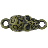 Skull Sinc Alloy nascóirí, Blaosc, dath cré-umha antique plátáilte, Oíche Shamhna Jewelry Gift & 1/1 lúb, nicil, luaidhe & caidmiam saor in aisce, 27x10x3mm, Poll:Thart 3mm, 200ríomhairí pearsanta/Lot, Díolta De réir Lot