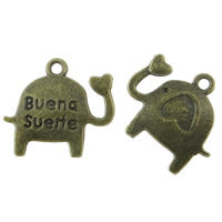 Colgantes Animales de Aleación de Zinc, Elefante, chapado en color bronce antiguo, libre de níquel, plomo & cadmio, 15mm, agujero:aproximado 1mm, 500PCs/Bolsa, Vendido por Bolsa