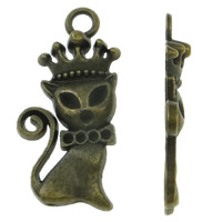 Zinc Alloy Animal Pendler, Cat, antik bronze farve forgyldt, nikkel, bly & cadmium fri, 31x16mm, Hole:Ca. 2mm, 200pc'er/Bag, Solgt af Bag