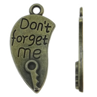 En alliage de zinc message Pendentifs, Plaqué de couleur de bronze antique, avec le motif de lettre & pour le couple, protéger l'environnement, sans nickel, plomb et cadmium, 25x12mm, Trou:Environ 2mm, 150pairescouple/sac, Vendu par sac