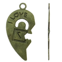 Colgantes de Aleación de Zinc en Forma de Corazón, palabra amor, chapado en color bronce antiguo, con el patrón de la letra & para la pareja, libre de níquel, plomo & cadmio, 30x14mm, agujero:aproximado 2mm, 200parespareja/Bolsa, Vendido por Bolsa