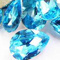 Crystal cabochons, Teardrop, dath airgid plated, ilghnéitheach, Aquamarine, 18x25mm, 60ríomhairí pearsanta/Mála, Díolta De réir Mála