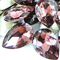 Cabochons en cristal, larme, Placage de couleur argentée, facettes, quartz rose lumineux, 18x25mm, 60PC/sac, Vendu par sac