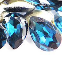 Crystal Cabochoner, Krystal, Teardrop, sølvfarvet forgyldt, facetteret, Indicolite, 13x18mm, 144pc'er/Bag, Solgt af Bag