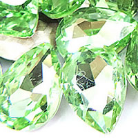 Crystal Cabochoner, Krystal, Teardrop, sølvfarvet forgyldt, facetteret, Peridot, 20x30mm, 48pc'er/Bag, Solgt af Bag