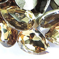 Kristall Cabochons, Dropp, silver pläterad, fasetterad, Lt Topaz, 18x25mm, 60PC/Bag, Säljs av Bag