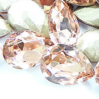 Kristalni kabošani, Kristal, Suza, srebrne boje pozlaćen, faceted, Lt Peach, 13x18mm, 144računala/Torba, Prodano By Torba