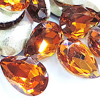 Kristal cabochons, Traan, silver plated, gefacetteerde, Smoked Topaz, 18x25mm, 60pC's/Bag, Verkocht door Bag