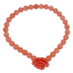 Coral natural Pulsera, Flor, naranja rojizo, 15x8mm, 5mm, longitud aproximado 7.5 Inch, 10Strandsfilamento/Bolsa, Vendido por Bolsa