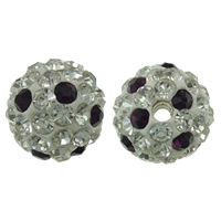 Perles d'argile Pave strass, argile, Rond, avec strass, 10mm, Trou:Environ 1.5mm, 50PC/sac, Vendu par sac