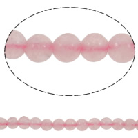 Natuurlijke Rose Quartz parels, Rozenkwarts, Ronde, 4mm, Gat:Ca 1mm, Ca 97pC's/Strand, Per verkocht Ca 15.5 inch Strand