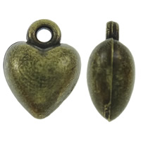 Ciondoli a cuore in lega di zinco, lega in zinco, placcato bronzo antico, assenza di nichel,piombo&cadmio, 7x9mm, Foro:Appross. 1mm, 800PC/borsa, Venduto da borsa