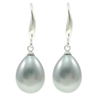 Farraige Theas Shell Earring, práis Hook earring, Teardrop, liath, 12x36mm, Díolta De réir Péire