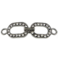 Lettre Zinc Alloy connecteur, alliage de zinc, Numéro 8, Placage de couleur noire de plumbum, avec strass & boucle de 1/1, protéger l'environnement, sans nickel, plomb et cadmium, 42x12x3mm, Trou:Environ 3mm, 100PC/lot, Vendu par lot