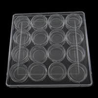 Smycken Pärlor Behållare, Plast, Flat Round, genomskinlig, vit, 31x14mm, 134x18mm, 16PC/Box, Säljs av Box