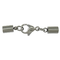 Ruostumaton teräs Lobster Claw Johdon Lukko, 304 Stainless Steel, päätytulppa, alkuperäinen väri, nikkeli, lyijy ja kadmium vapaa, 34x4mm, Sisäläpimitta:N. 3mm, 100setit/erä, Myymät erä