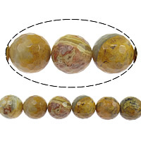 Perle naturelle Agate Crazy, agate folle, Rond, facettes, 12mm, Trou:Environ 1.5mm, Longueur Environ 15 pouce, 5Strandstoron/lot, Environ 32PC/brin, Vendu par lot